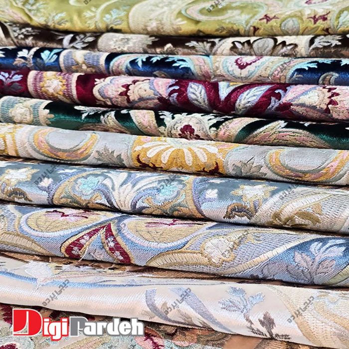 پارچه پرده ای طرح دار مخمل گلدوزی شده در دیجی پرده