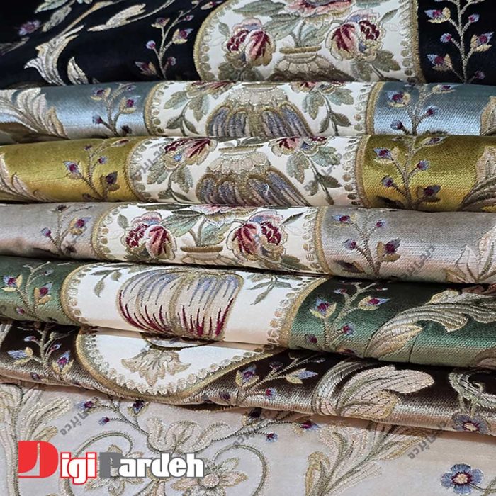 پارچه پرده ای طرح دار مخمل گلدوزی شده در دیجی پرده