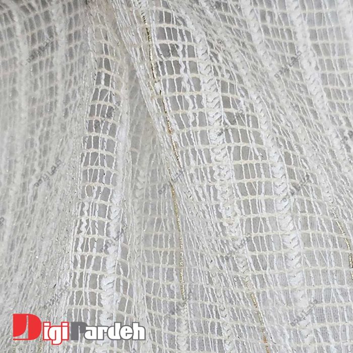 خرید اینترنتی پارچه پرده تور سفید - طلایی از دیجی پرده