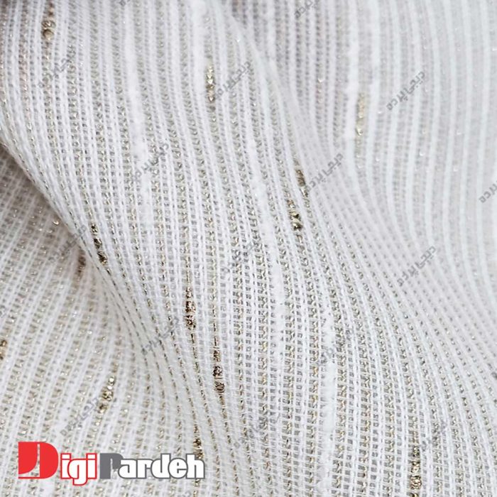 خرید اینترنتی پارچه پرده ای تور سفید - طلایی از دیجی پرده