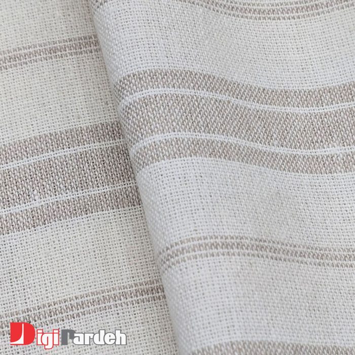قیمت پارچه پرده ای کتان ترک سفید - قهوه ای راه راه مناسب اتاق خواب، آشپزخانه و پذیرایی از دیجی پرده